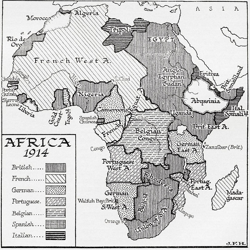 Map of Africa in 1914. From the book Outline of History by H.G. Wells