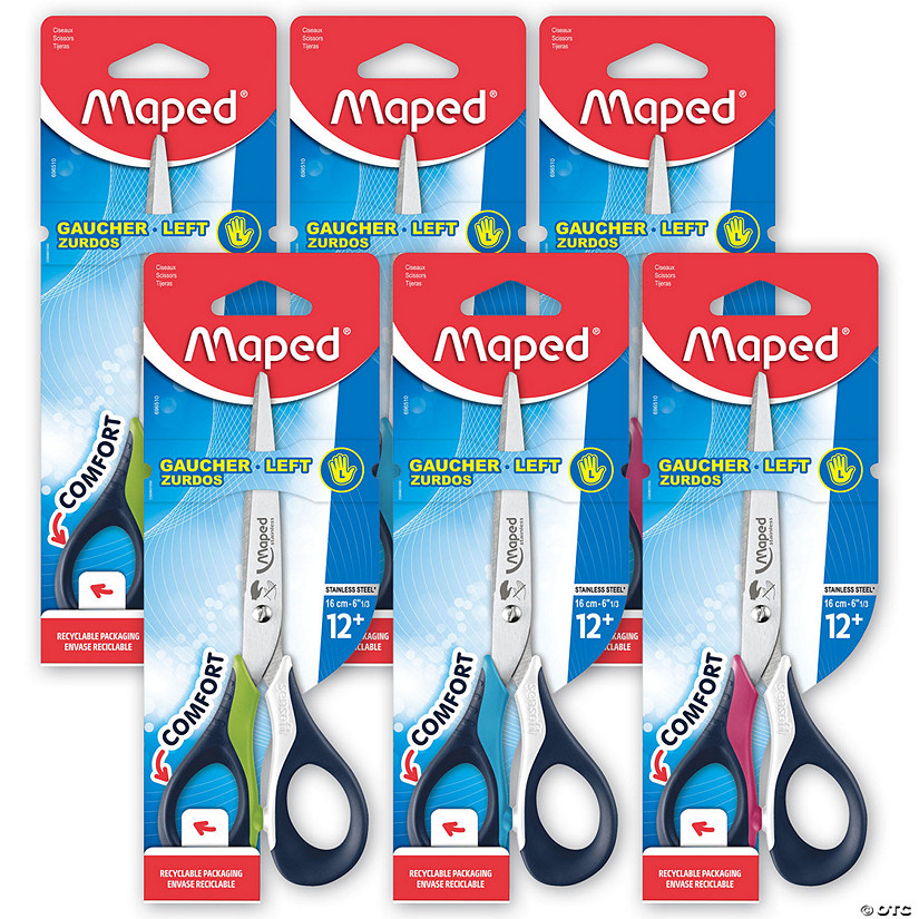 Maped 6" Sensoft Scissors with Flexible Handles - Lefty, Pack of 6 Image