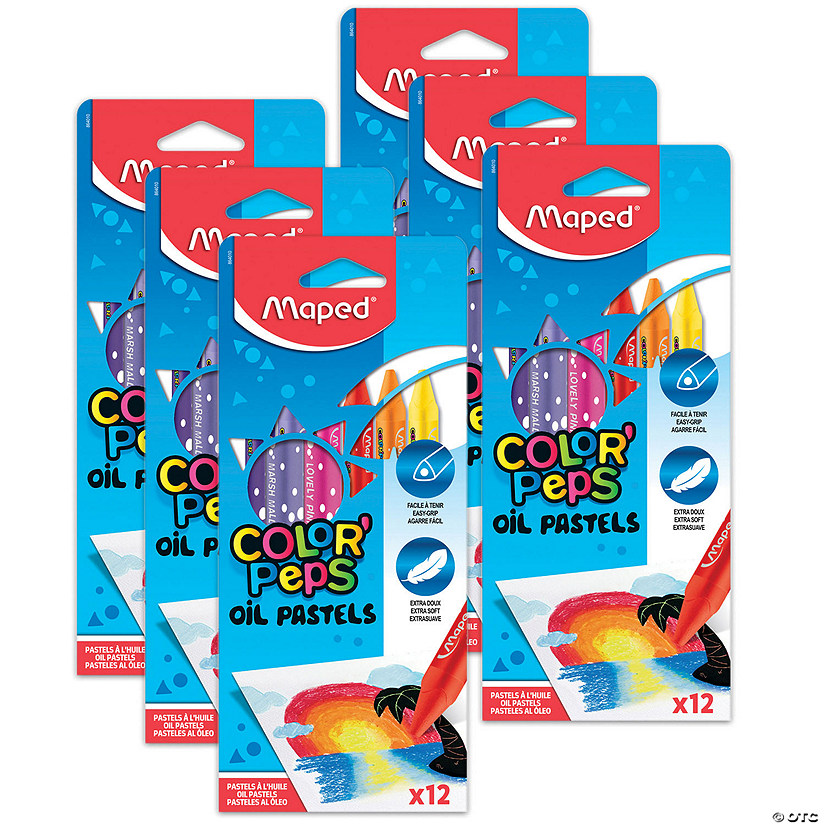 Maped Color'Peps Triangular Oil Pastels, 12 Per Pack, 6 Packs Image