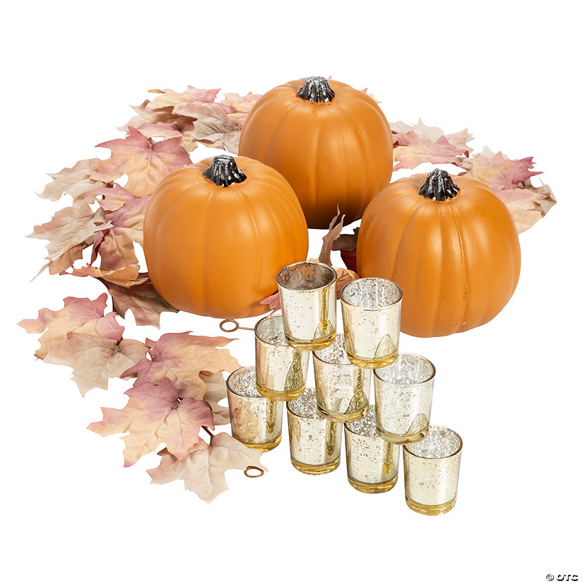 Maple Leaves & Pumpkins Wedding Centerpiece Kit - 16 Pc. Image