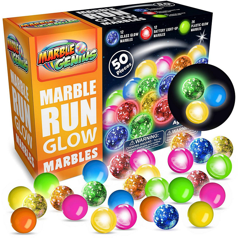 Marble Genius Marble Glow Run Race Track Set - 50 pcs, Glow in the Dark, Gift for Kids, Color Instruction Manual Image