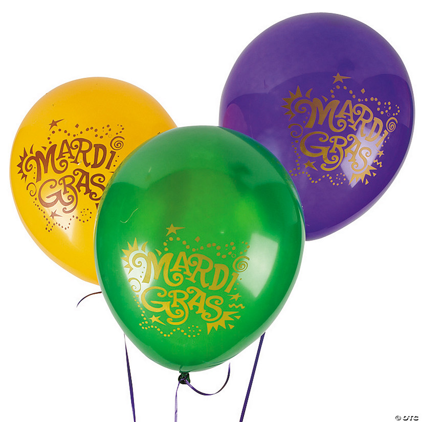 Mardi Gras 11" Latex Balloons - 24 Pc. Image