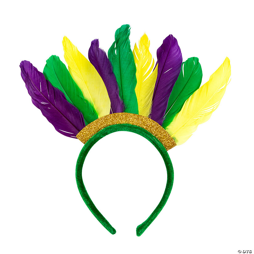 Mardi Gras Feather Headbands - 12 Pc. Image