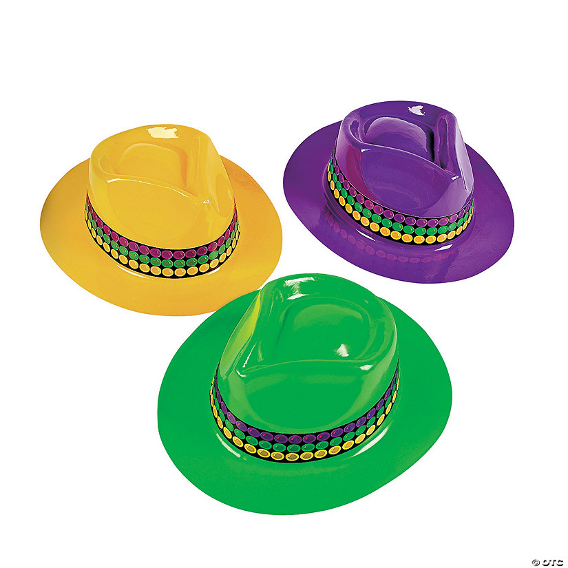 Mardi Gras Fedora Hats - 12 Pc. Image