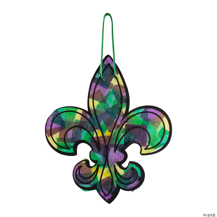 Mardi Gras Fleur-de-lis Tissue Paper Sign Craft Kit - Makes 12 Image