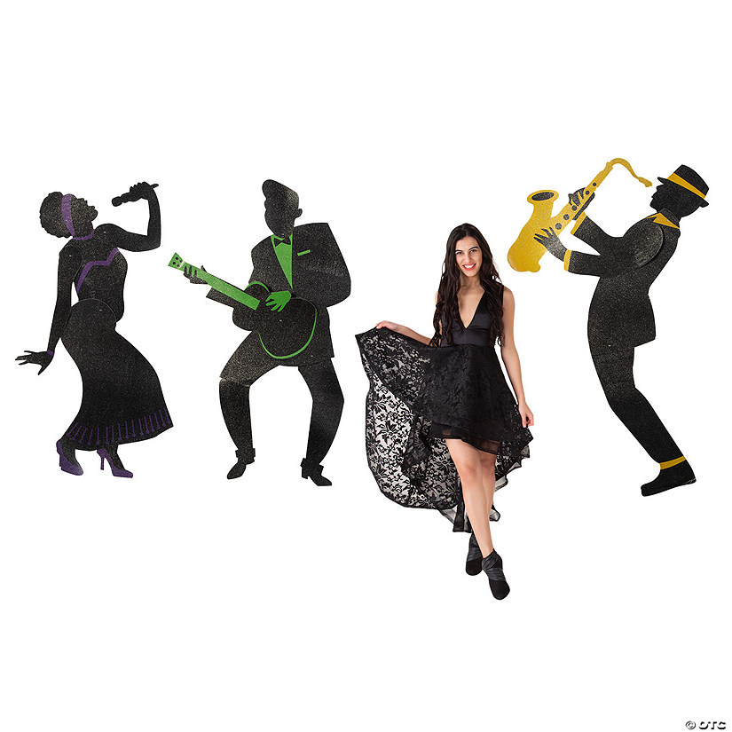 Mardi Gras Glitter Jointed Cutouts - 3 Pc. Image