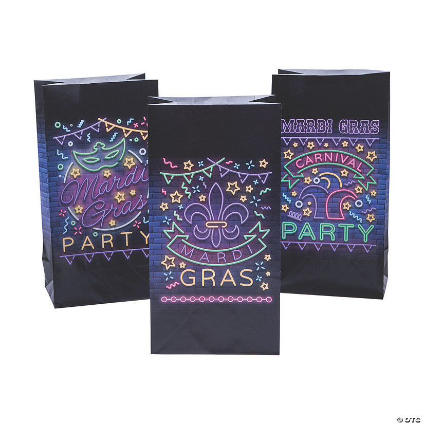 Mardi Gras Glow Treat Bags - 12 Pc. Image