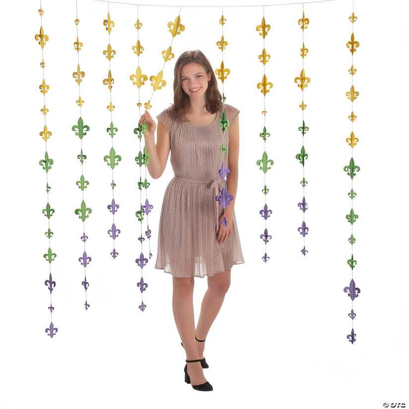 Mardi Gras Hanging Fleur de Lis Curtain Backdrop Image