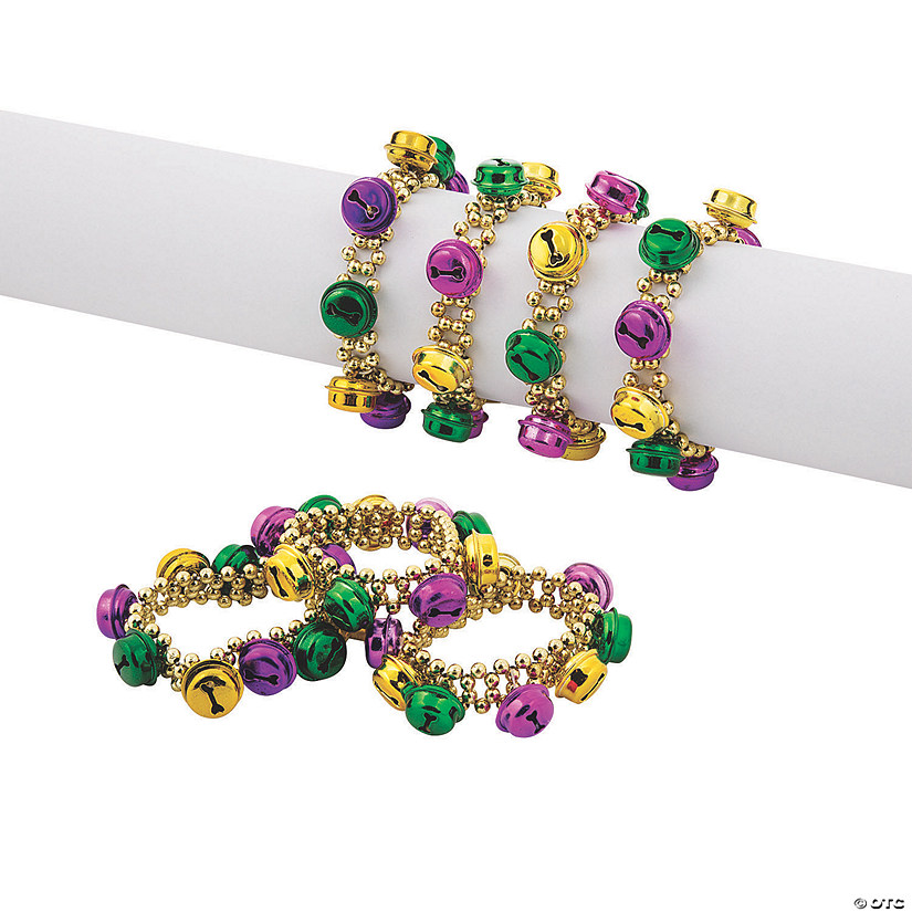 Mardi Gras Jingle Bell Bracelets - 12 Pc. Image