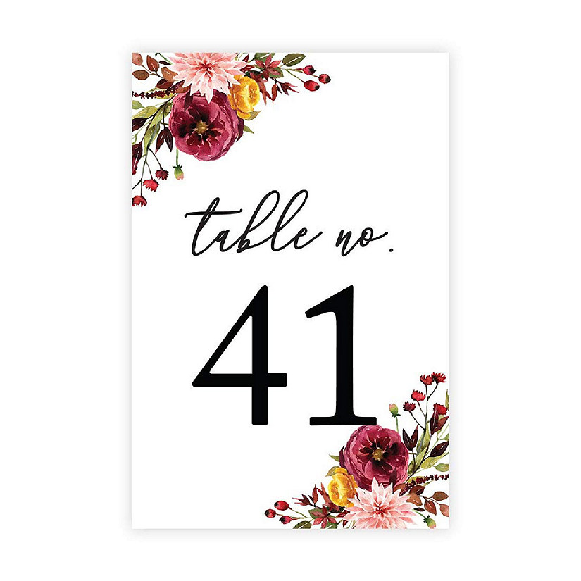 Marsala Floral Table Numbers 41-60 4x6 Image