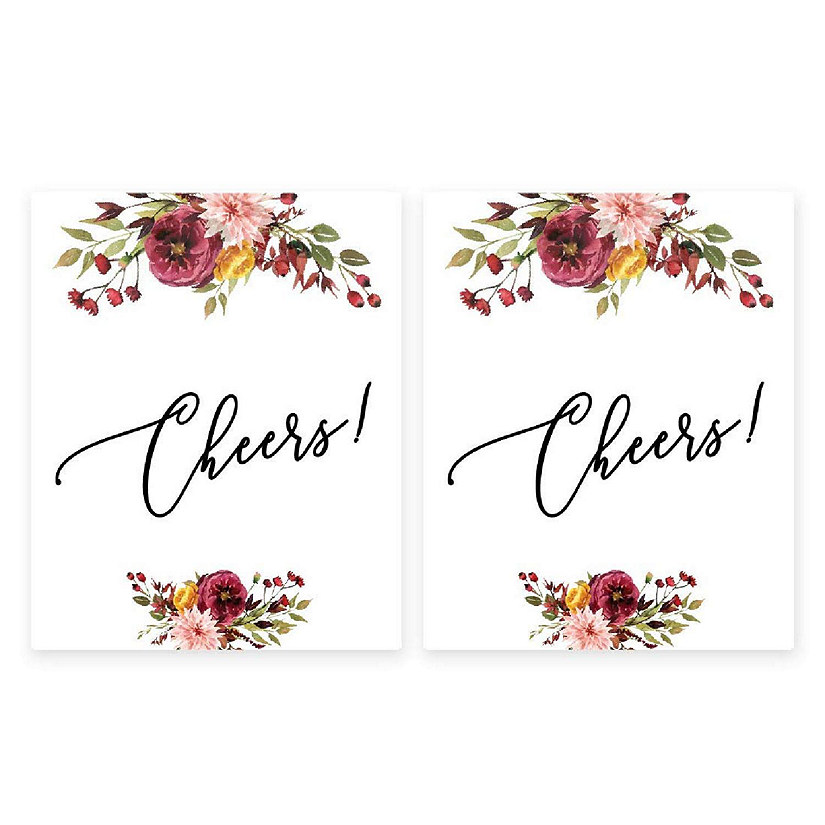 Marsala Floral Wedding Wine Labels Cheers Image