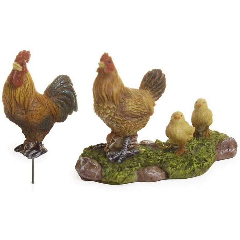 Marshall Home and Garden Fairy Garden Woodland Knoll, Rooster, With Hen and Chicks Image