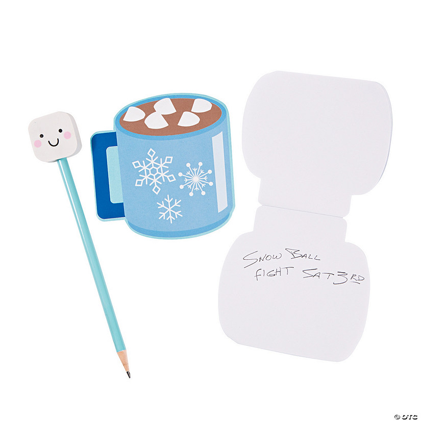 Marshmallow & Hot Cocoa Notepads with Pencils - 12 Pc. Image