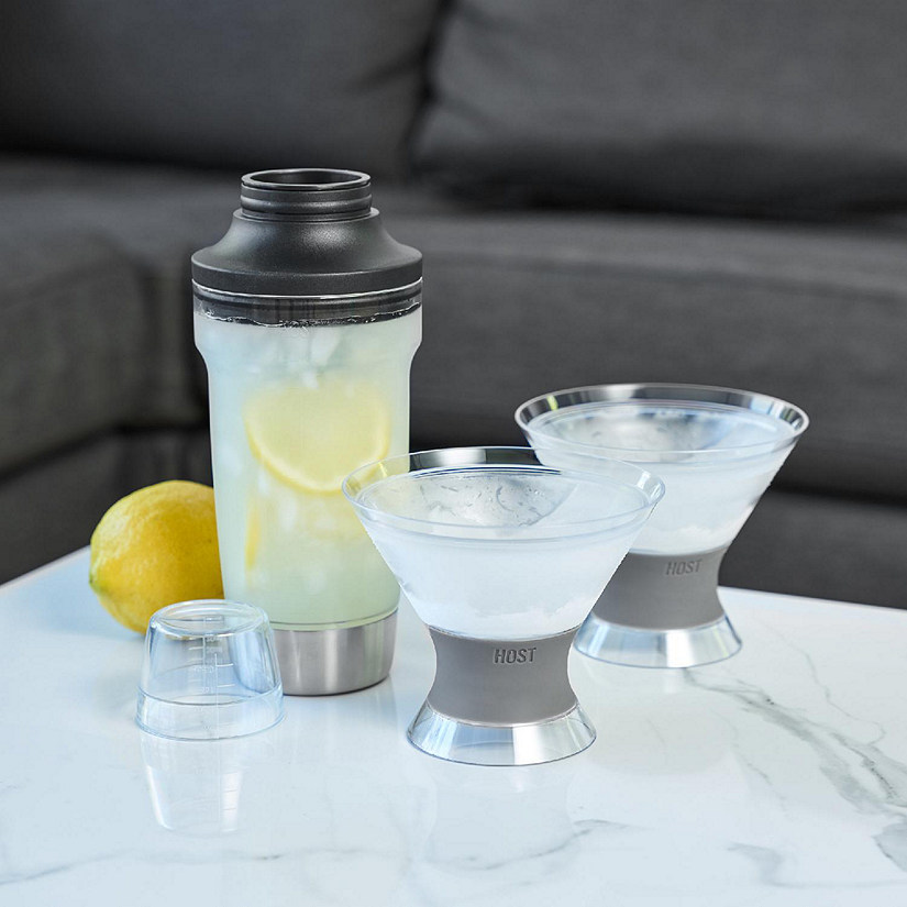 True Cocktail Shaker with Recipes for Cocktails and Ounce Measurements,  Built-In Strainer, 16 Oz, Clear Plastic 