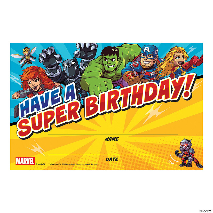 Marvel Avengers&#8482; Happy Birthday Certificates - 30 Pc. Image