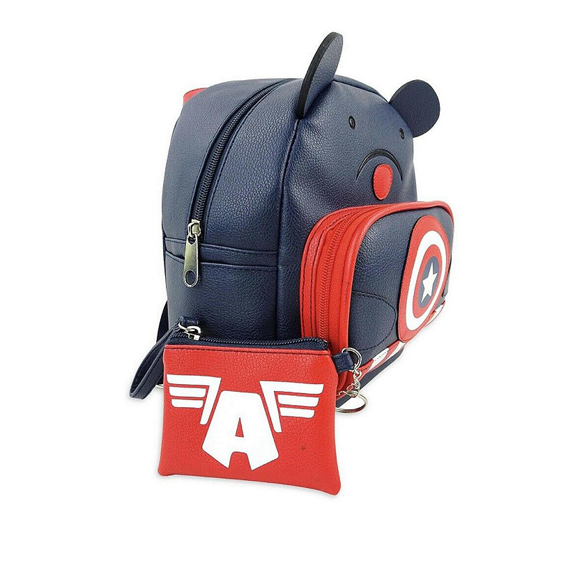 Marvel Captain America Bear 10 Inch Pleather Backpack w/ Coin Purse Image