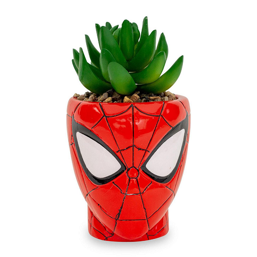 Marvel Comics Spider-Man 3-Inch Ceramic Mini Planter With Artificial Succulent Image