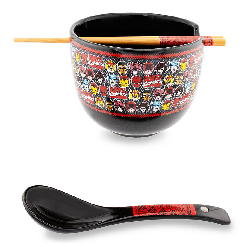 Marvel Comics Superheroes 20-Ounce Ramen Bowl With Chopsticks and Spoon Image