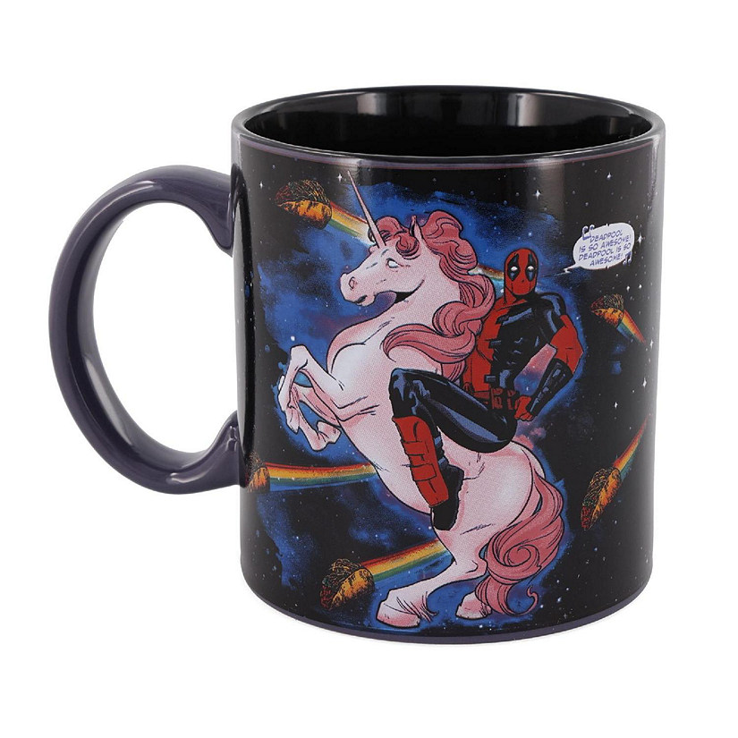 Marvel Deadpool and Unicorn In Space Ceramic Mug  Holds 20 Ounces Image