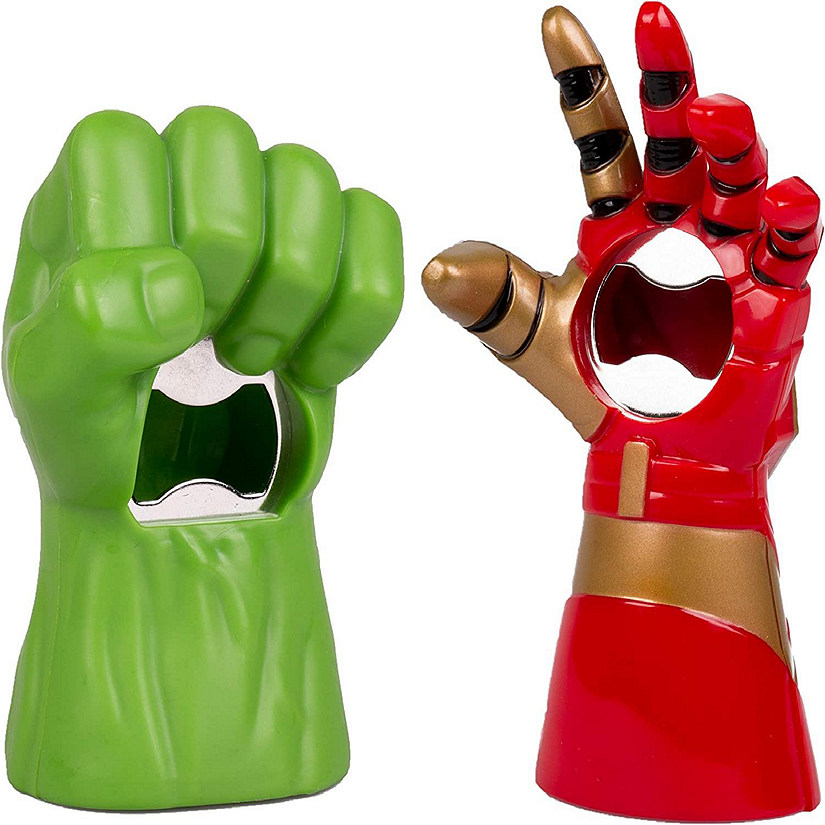 Marvel Hulk & Iron Man Bottle Openers, Set of 2 - Open Your Beverage Like A Super Hero - Great Bar Gift for Men, Dad, Father - 6 Inches Image