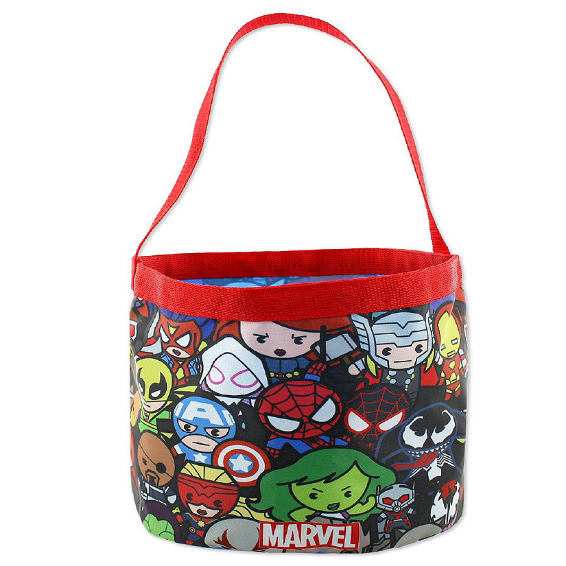 Marvel Kawaii Avengers Boys Collapsible Nylon Gift Basket Bucket Toy Storage Tote Bag (One Size, Red/Black) Image