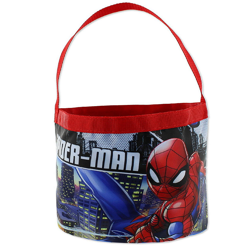 Marvel Spider-Man Boys Collapsible Nylon Gift Basket Bucket Toy Storage Tote Bag (One Size, Red/Blue) Image
