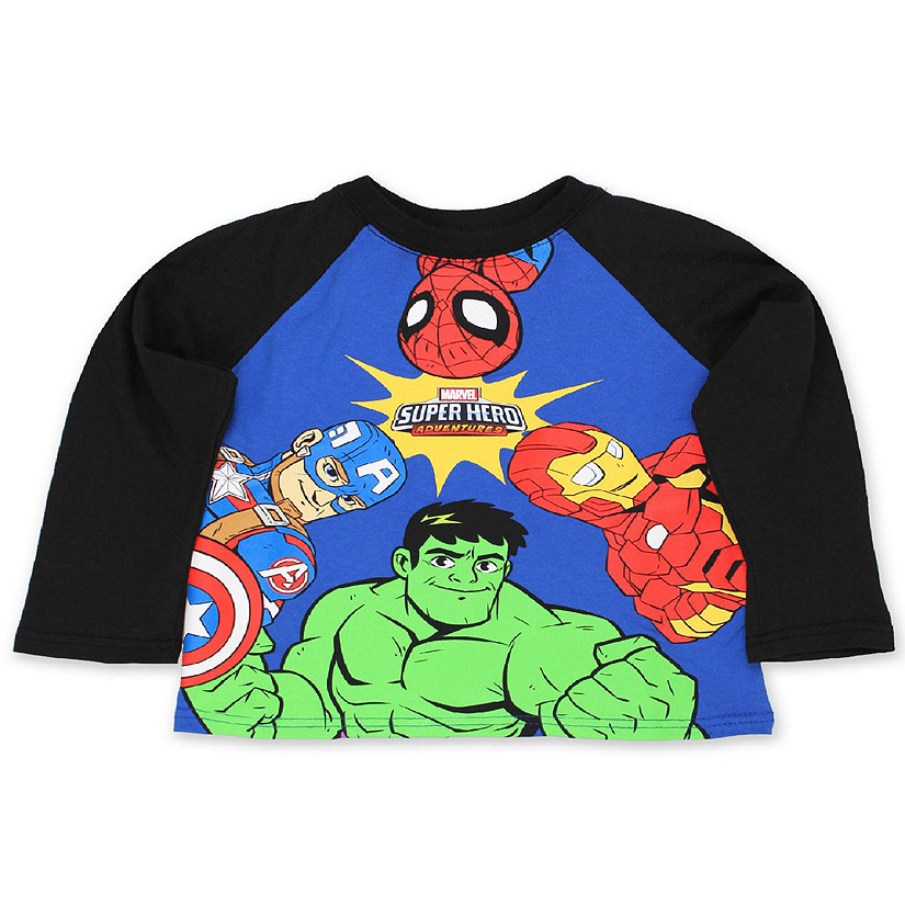 Marvel Super Hero Adventures Toddler Boys Long Sleeve T-Shirt Tee  (2T, Blue/Black) Image