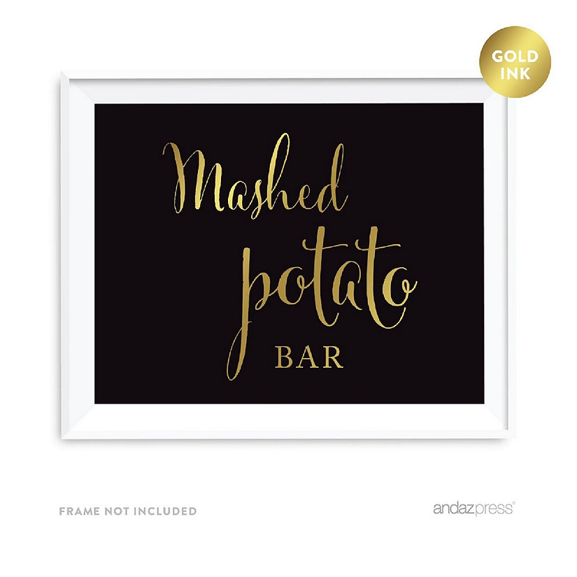 Mashed Potato Bar Sign Black Gold 8.5x11 Image