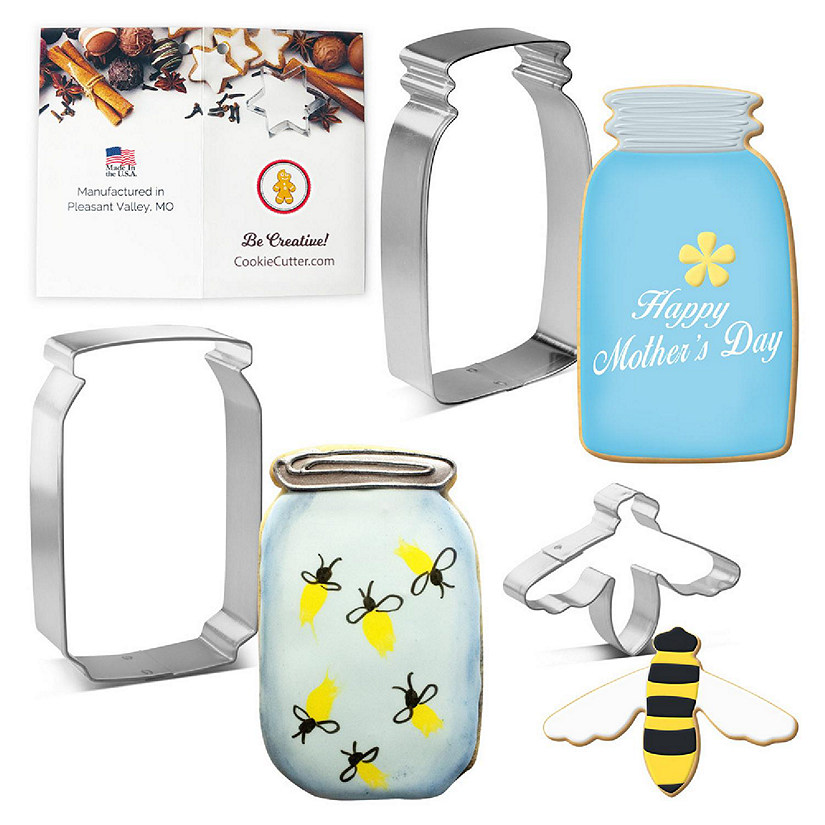 Mason Honey Jars and Bee Cookie Cutter 3 Pc Set HS0463 Image