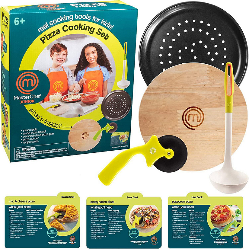 MasterChef Junior Pizza Cooking Set - 5 Pc Kit Includes Real Cookware for Kids and Recipes Image