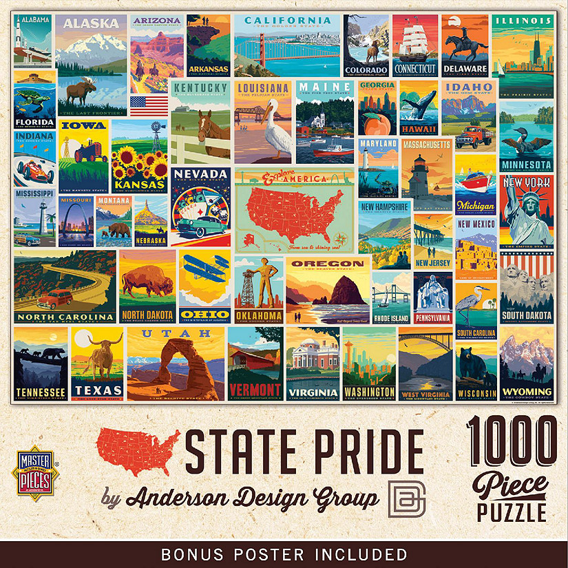 MasterPieces Anderson Design Group - State Pride 1000 Piece Puzzle Image