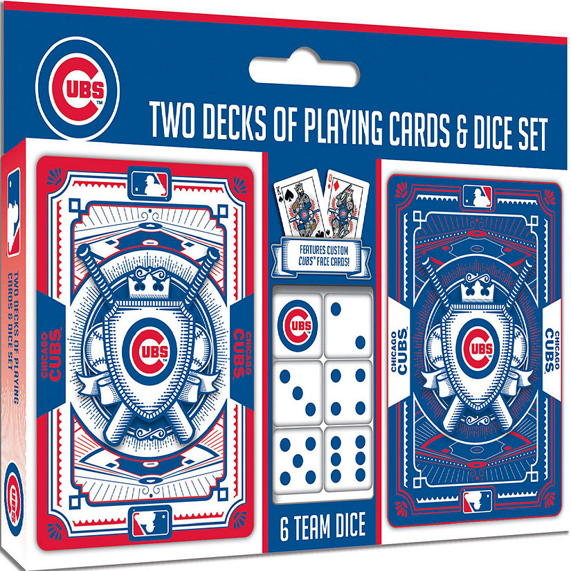 MasterPieces Officially Licensed MLB Chicago Cubs 2-Pack Playing cards &  Dice set for Adults