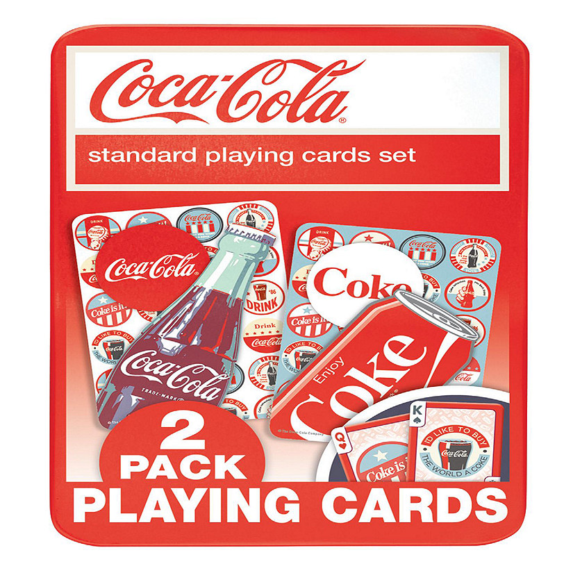 MasterPieces Coca Cola - 2 pack playing cards in Tin | Oriental Trading