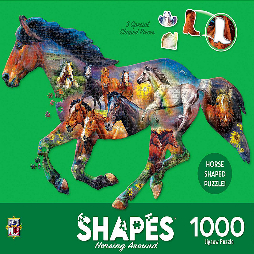 MasterPieces Contours - Horsing Around 1000 Piece Shaped Jigsaw Puzzle Image