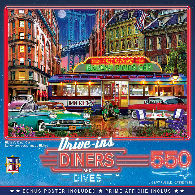 MasterPieces Drive-Ins, Diners & Dives - Rickey's Diner Car 550 Piece Puzzle Image