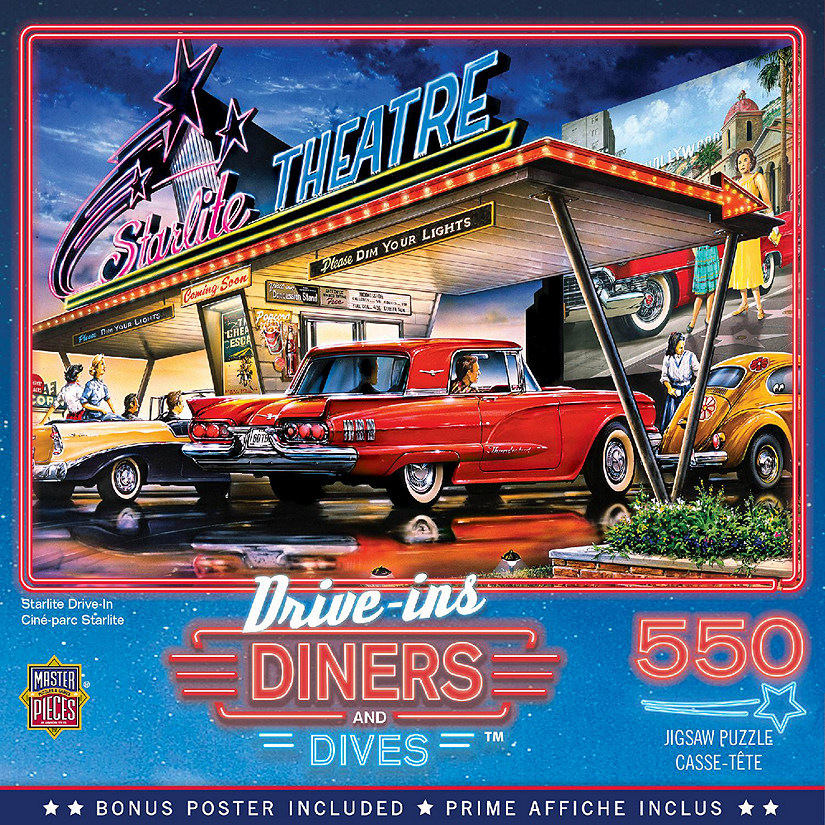 MasterPieces Drive-Ins, Diners & Dives - Starlite Drive-In 550 Piece Puzzle Image