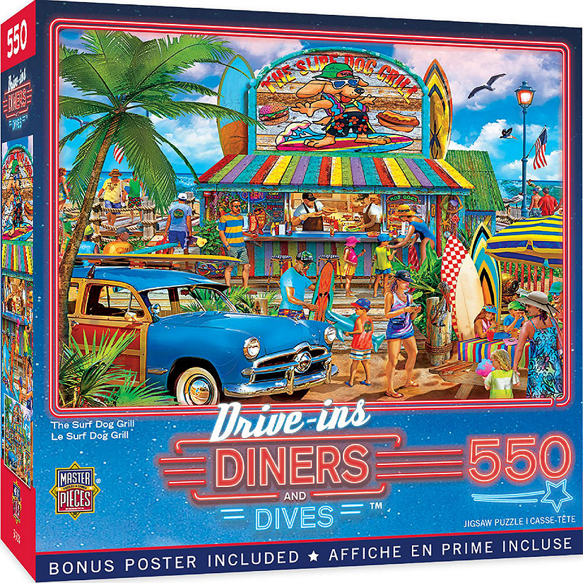 MasterPieces Drive-Ins, Diners & Dives - The Surf Dog Grill 550 Piece Puzzle Image