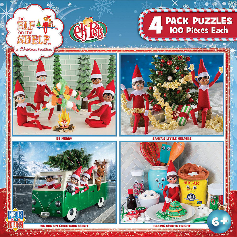 MasterPieces Elf on the Shelf 4-Pack 100 Piece Jigsaw Puzzles Image