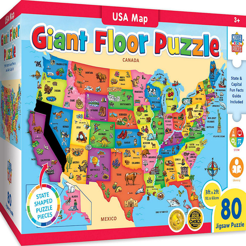 MasterPieces Explorer - USA Map 80 Piece Floor Jigsaw Puzzle Image