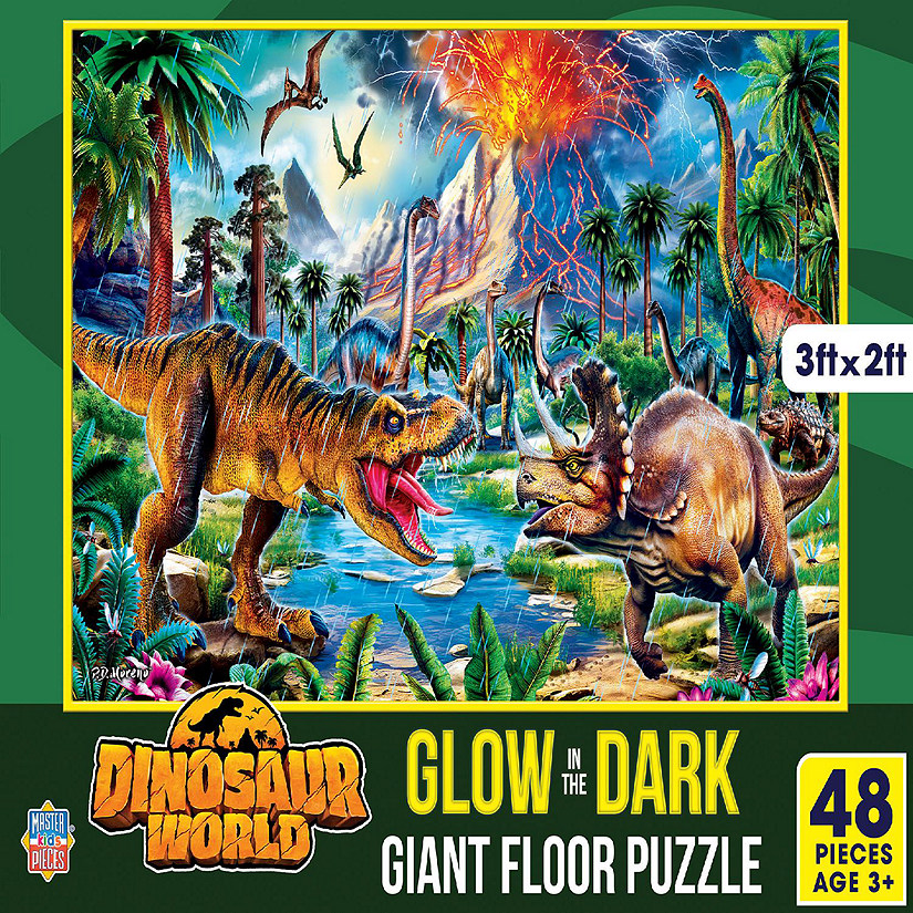 MasterPieces Glow in the Dark - Dinosaur World 48 Piece Floor Puzzle Image
