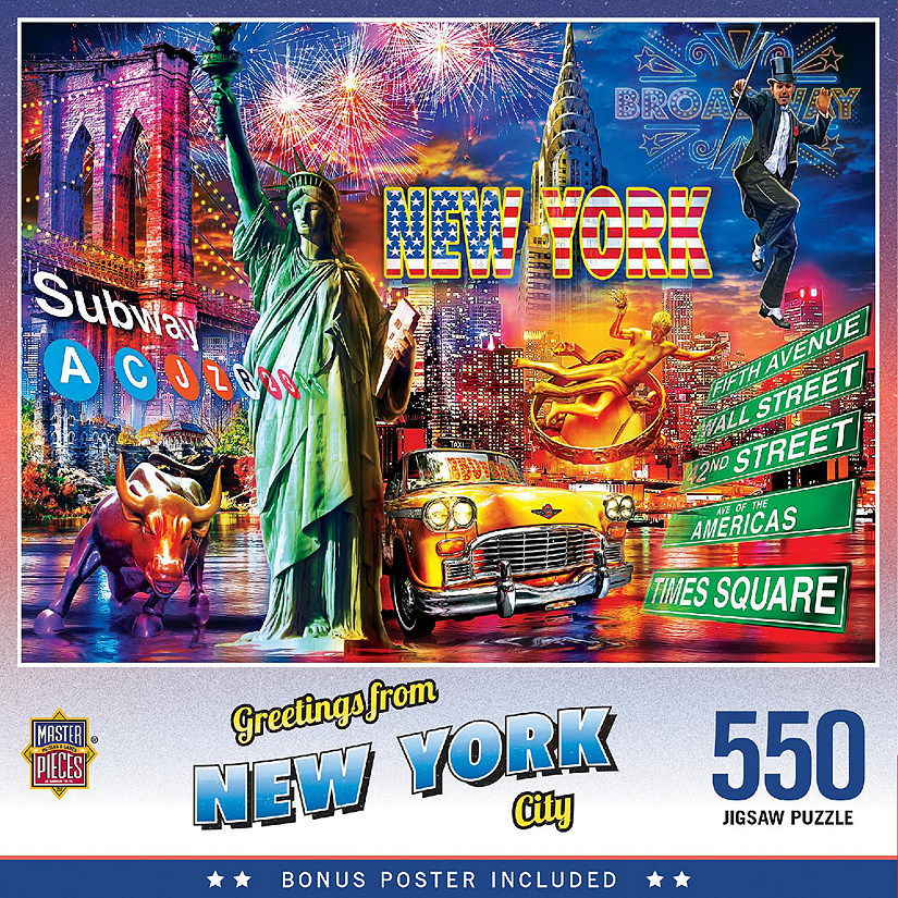 MasterPieces Greetings From New York City - 550 Piece Jigsaw Puzzle Image