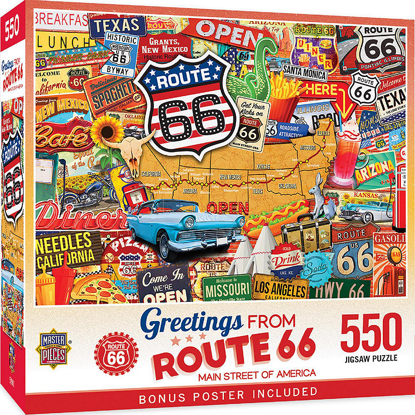 MasterPieces Greetings From Route 66 - 550 Piece Jigsaw Puzzle Image