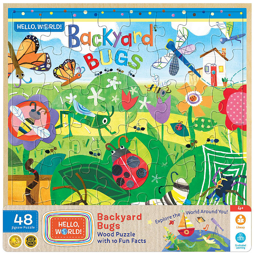 MasterPieces Hello, World! - Backyard Bugs 48 Piece Wood Jigsaw Puzzle Image