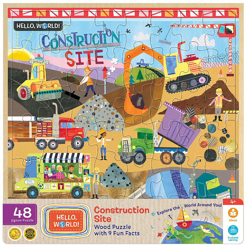 MasterPieces Hello, World! - Construction Site 48 Piece Wood Puzzle Image