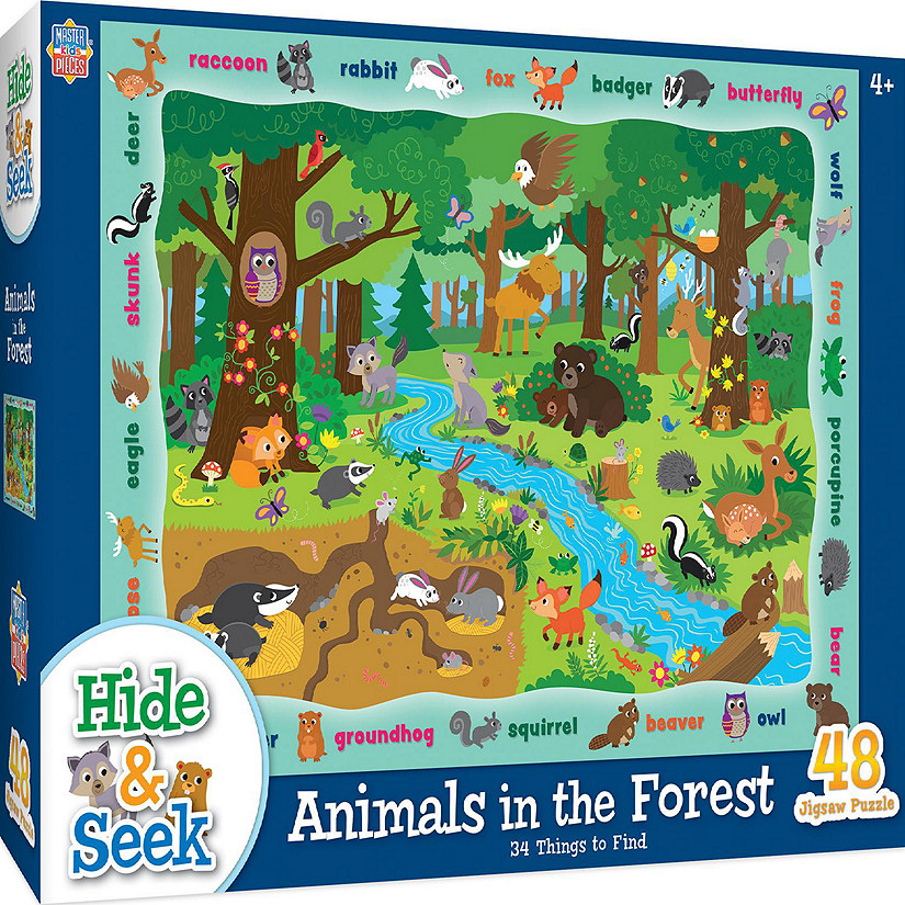 MasterPieces Hide & Seek Animals in the Forest 48 Piece Jigsaw Puzzle Image
