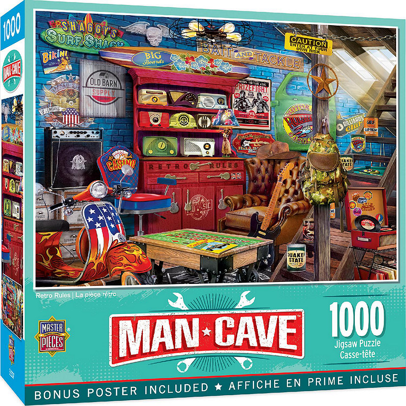 MasterPieces Man Cave - Retro Rules 1000 Piece Jigsaw Puzzle Image