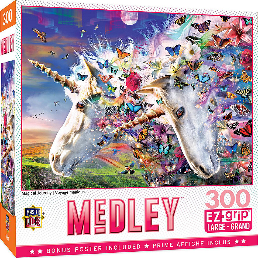 MasterPieces Medley - Unicorns & Butterflies 300 Piece EZ Grip Puzzle Image