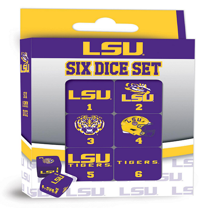 Masterpieces Officially Licensed NCAA LSU Tigers - 6 Piece D6 Gaming Dice Set for Children and Adults Image