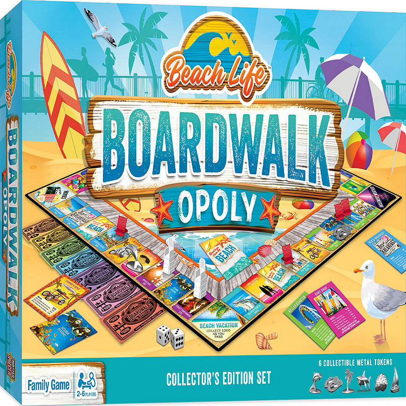 MasterPieces Opoly Family Board Games -&#160;Beach Life Boardwalk Opoly Image