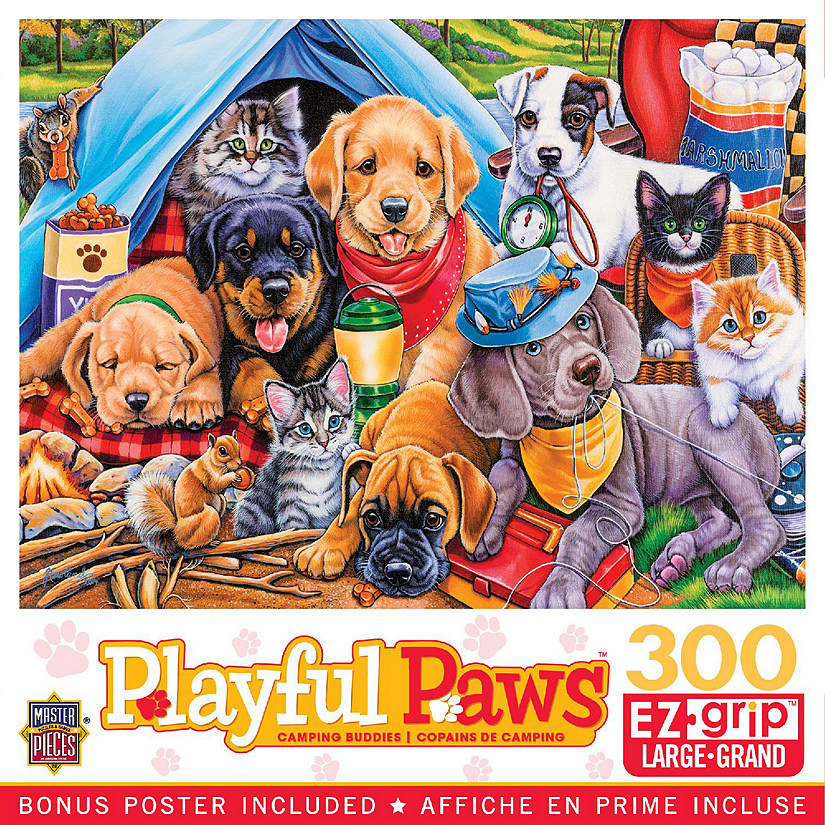 MasterPieces Playful Paws - Camping Buddies 300 Piece EZ Grip Puzzle Image